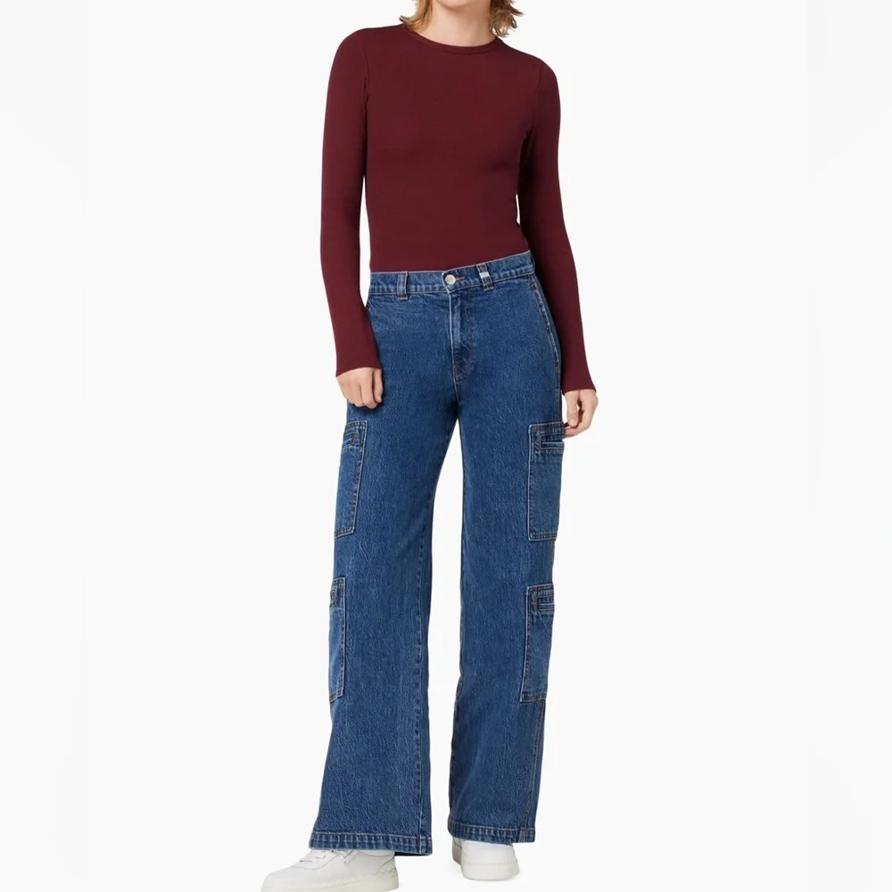 HUDSON Women’s High Rise Cargo Wide Leg Denim Jeans Blue 27 NWT - Picture 5 of 16